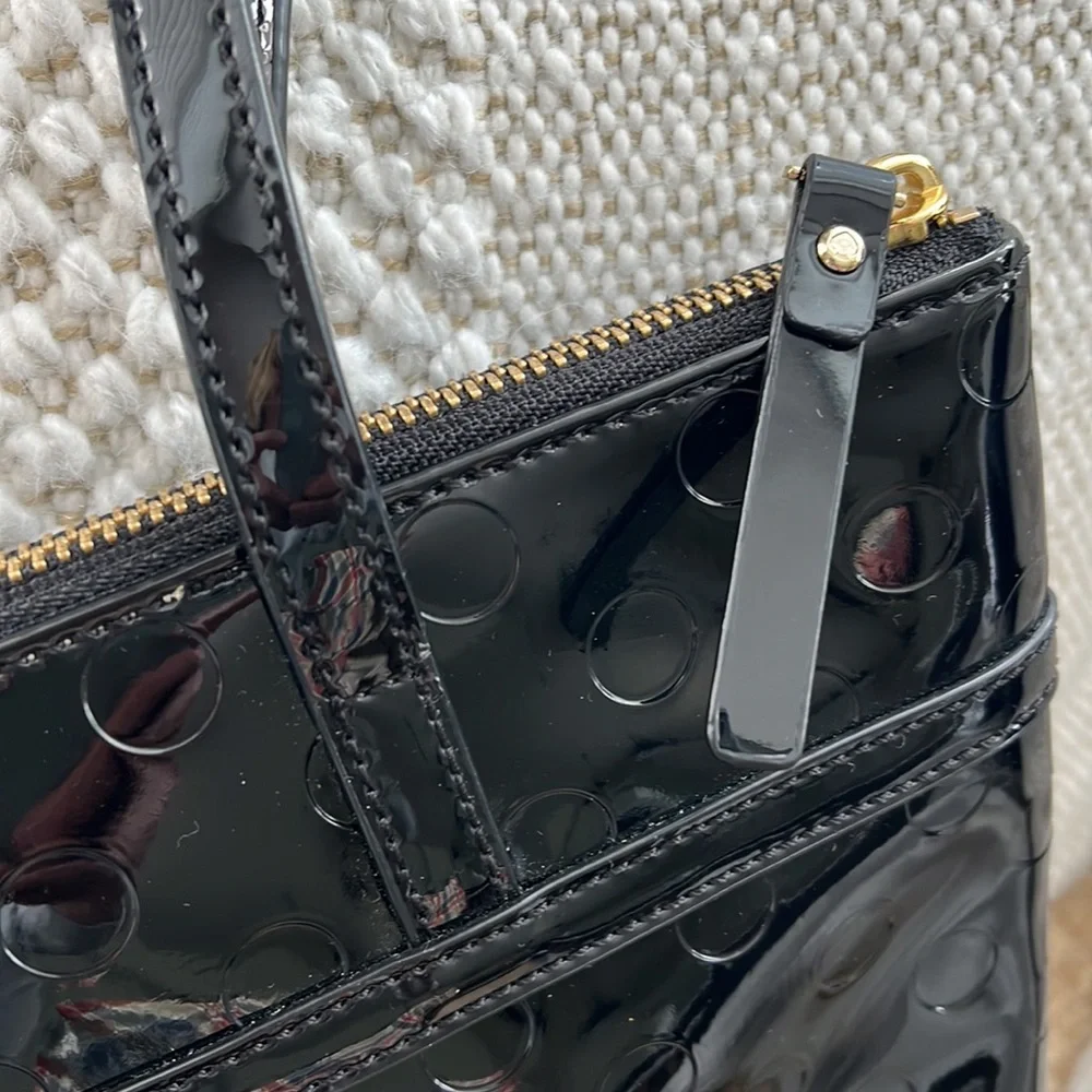 Kate Spade Patent Leather Polka Dot Medium Zipper Tote